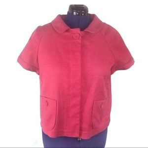 Banana Republic L pink‎ retro short sleeve 100% cotton weave textured jacket